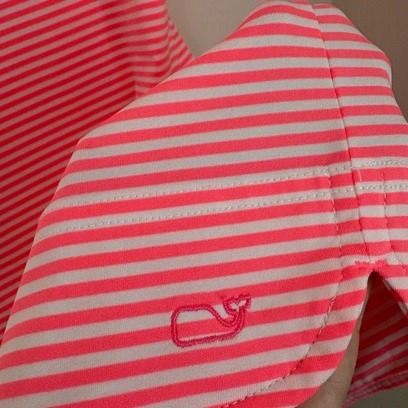 Vineyard Vines Sankaty Stripe Short Sleeve Dress in Neon Rosa Size XS Small Prep - Picture 4 of 4